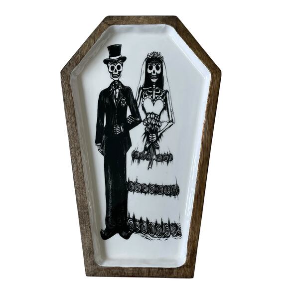 MADE IN INDIA Wooden Enamel Coffin Platter - Picture 1 of 14